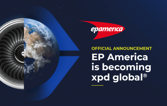 Over the picture of a circle which is half an airplane turbine engine, half the planet Earth, it is written official annnouncement, europartners group is becoming xpd global